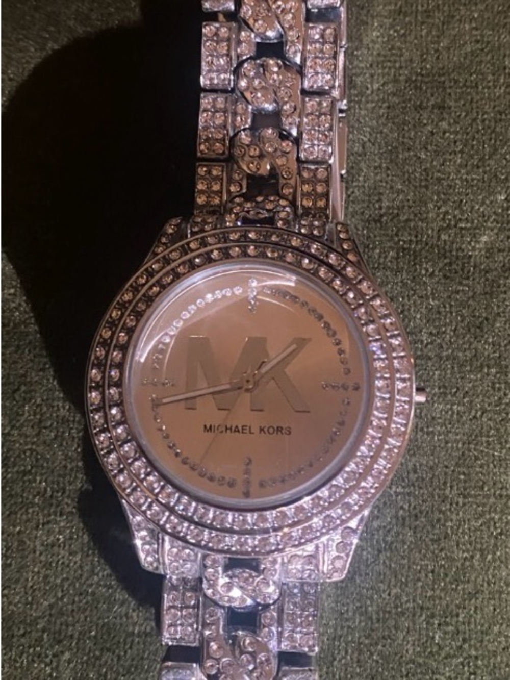 Michael Kors Silver Crystal-Accented Logo Dial Watch